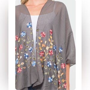 Embroidered Floral Detail Kimono - Smoke Multi
NWOT